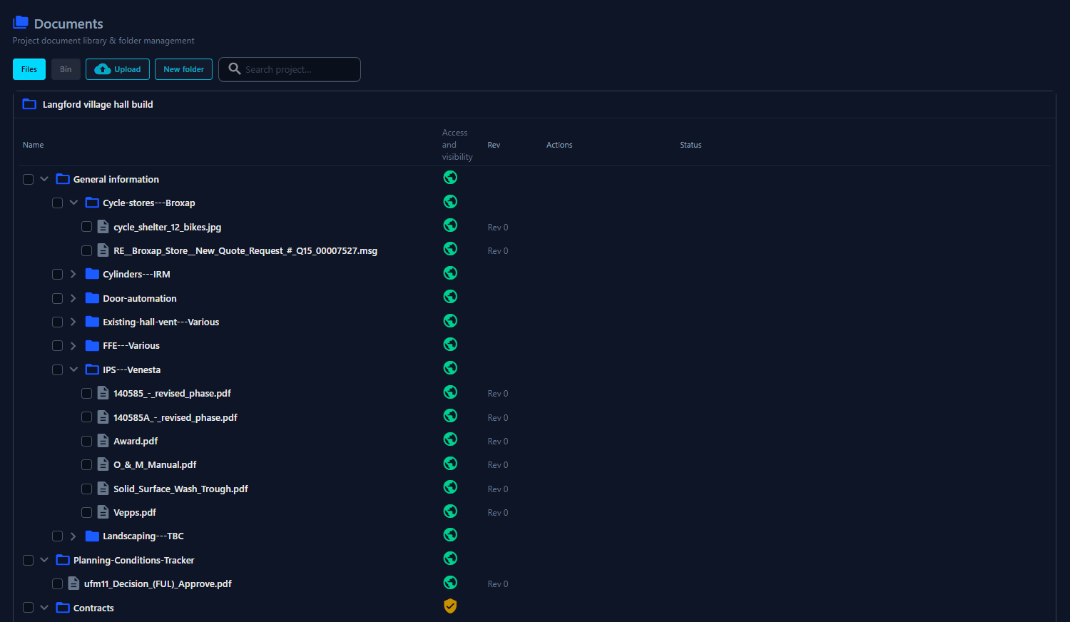 SiteForge Documents module screenshot